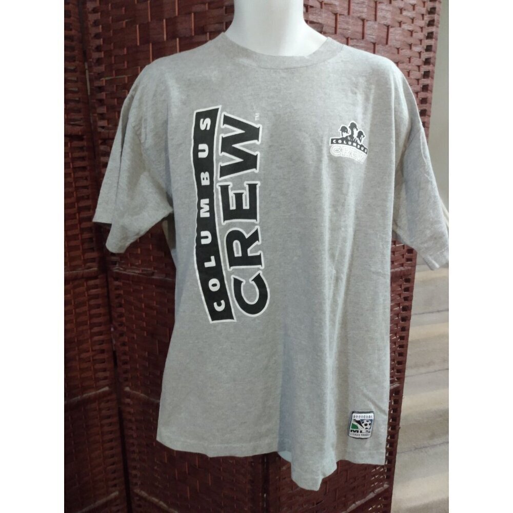Vintage MLS Soccer Columbus Crew T shirt Double Sided Gray XL Grey